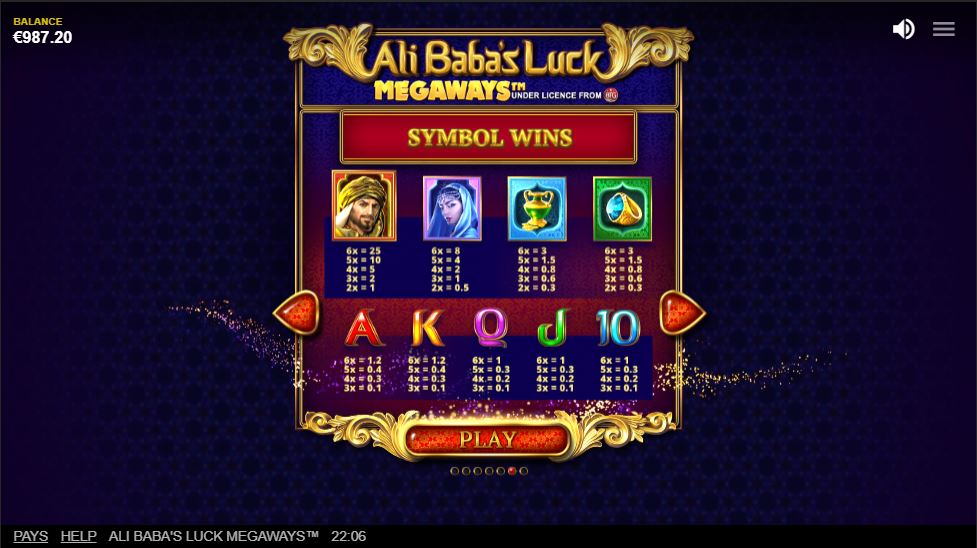 Ali Babas Luck Megaways Processo do jogo