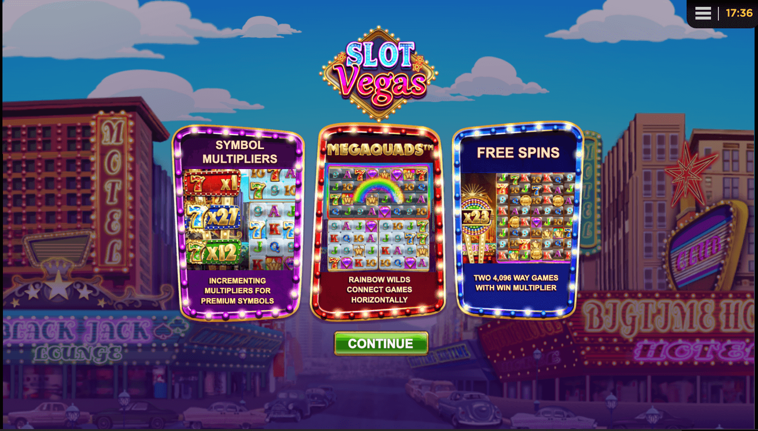 Slot Vegas Megaquads Processo do jogo