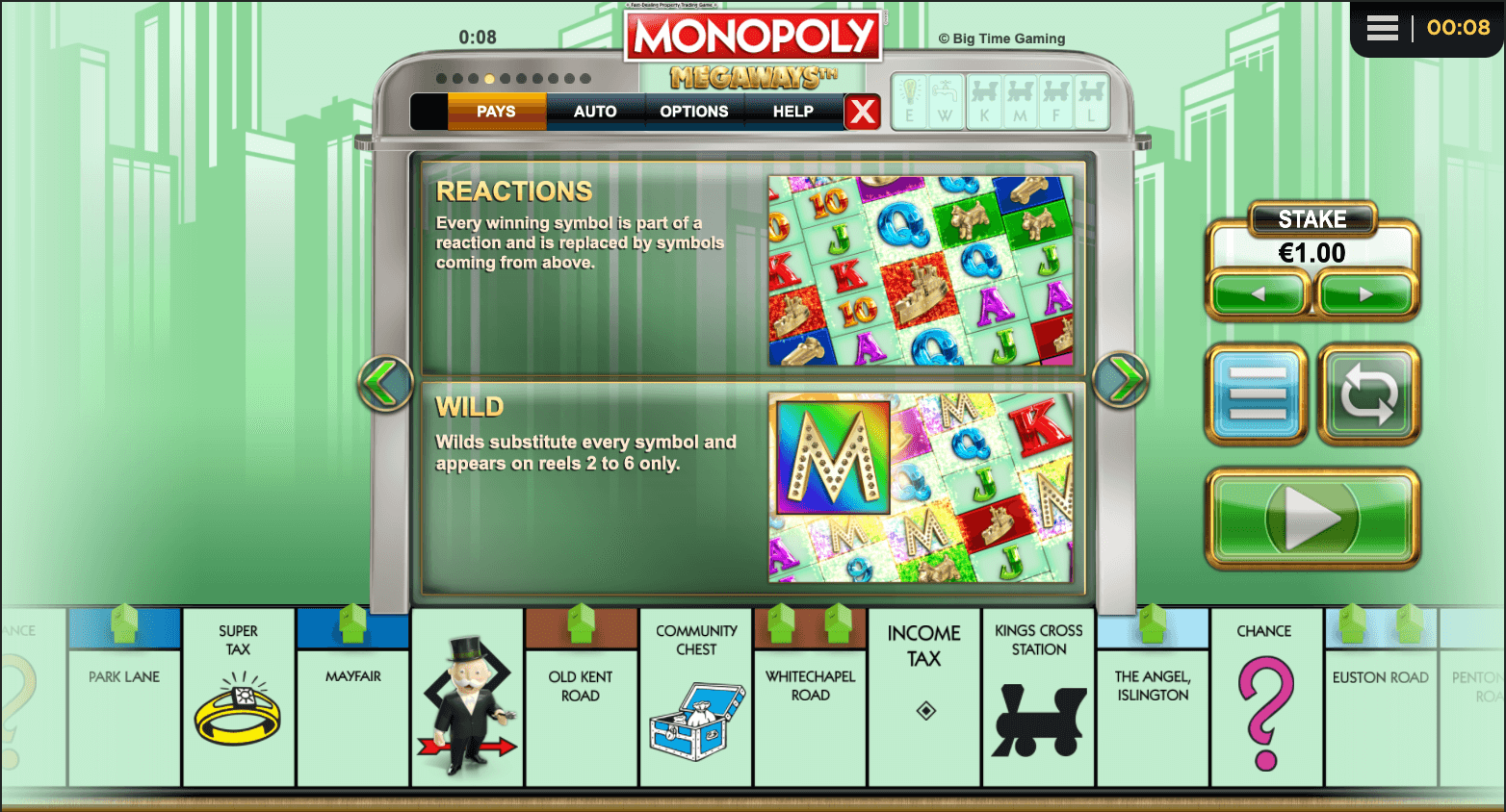 Monopoly Megaways Processo do jogo